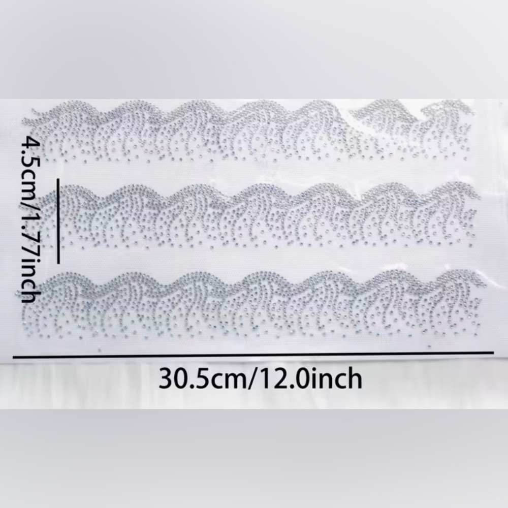 Silver Rhinestone Iron-On Applique Craft, Clothing Embellishments, New - Picture 3 of 14